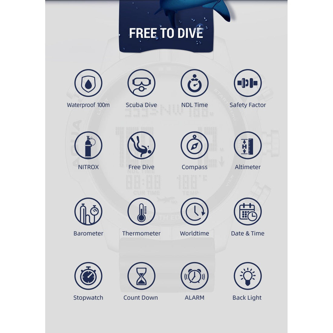 NORTH EDGE Tactical Aqua Scuba Dive Watch White image 5