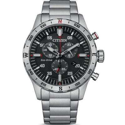 CITIZEN Eco-Drive Chronograph Watch Silver Black AT2520-89E