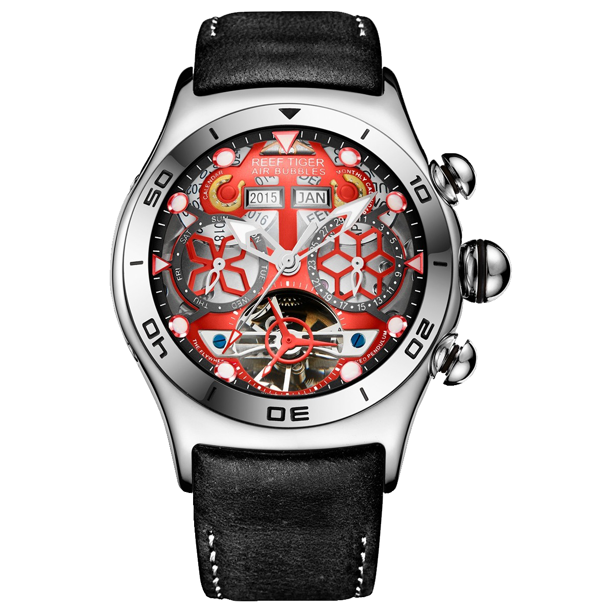 Reef Tiger Men's Aurora Air Bubbles Automatic Mechanical Skeleton Watch image 11