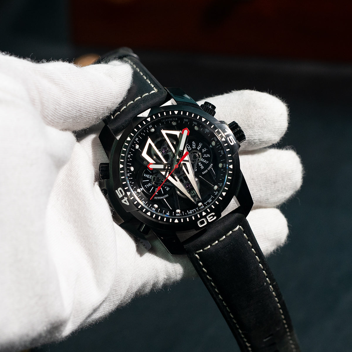 Reef Tiger Aurora Concept 2 Black PVD Automatic Military Sport Watch for Men image 8