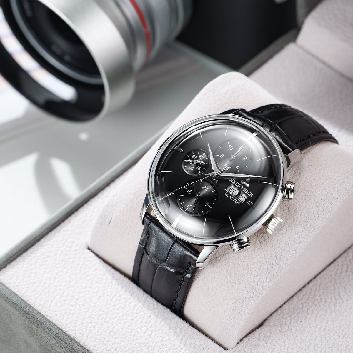 Reef Tiger Men's Seattle Chiefs Automatic Luxury Vintage Dress Chronograph Watch image 6