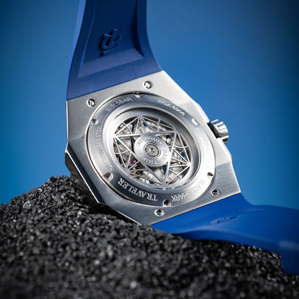 Reef Tiger Men's Black Shark Traveler Multifunctional Automatic Mechanical Dive Watch RGA6906 Blue image 6
