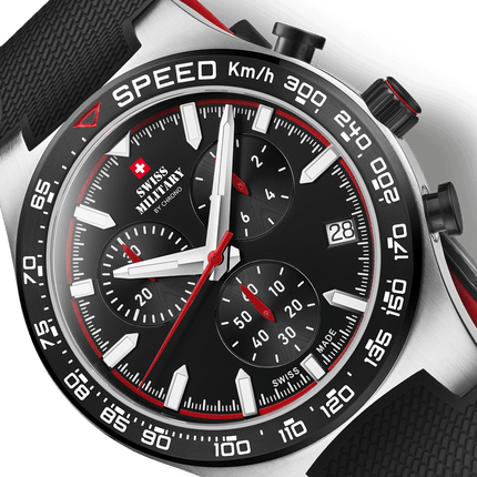 Swiss Military Speed Chronograph Watch – Black Red Rubber | SM34115.06 image 3