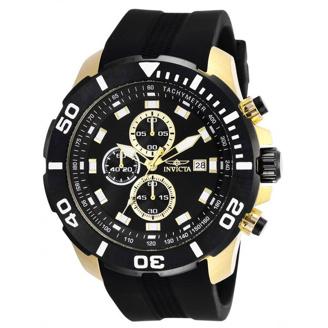 INVICTA Men's Pro Diver 52mm Racer Chronograph Silicone Black / Gold Watch