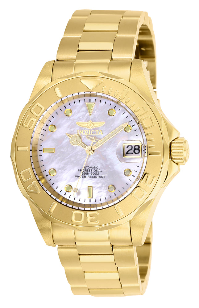 INVICTA Men's Pro Diver Automatic 40mm Gold Edition / Mother of Pearl Oyster Bracelet 200m Watch