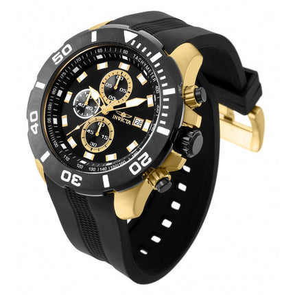 INVICTA Men's Pro Diver 52mm Racer Chronograph Silicone Black / Gold Watch
