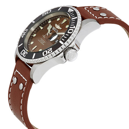 INVICTA Men's Pro Diver 43mm Leather Watch Chocolate
