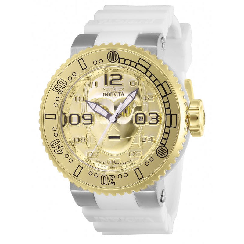 INVICTA Men's STAR WARS C-3PO 52mm Gold / White Watch