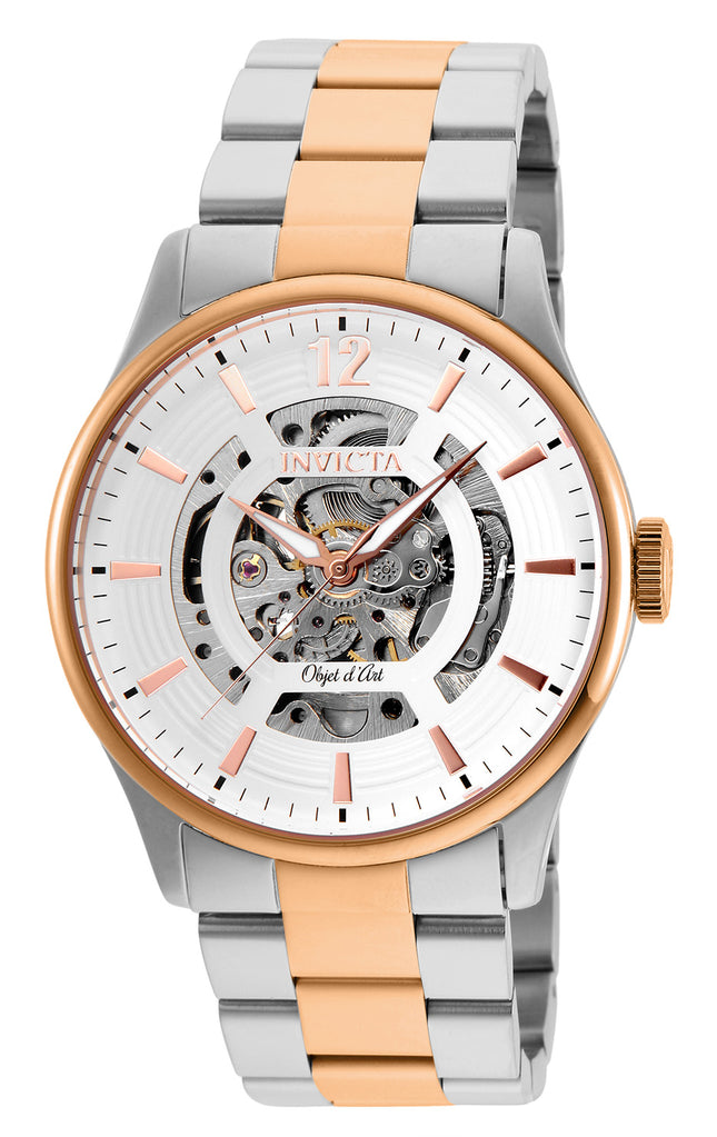 INVICTA Men's Objet Classic II Skeleton Automatic 42mm Rose Gold Two Tone / White Watch