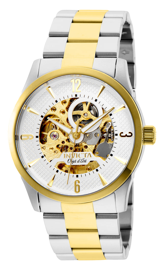 INVICTA Men's Objet Classic Skeleton Automatic 42mm Two Tone Gold / White Watch