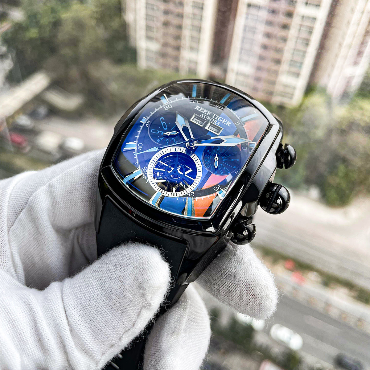 Reef Tiger Men's Aurora Tank Racing Sport Automatic Watch image 3