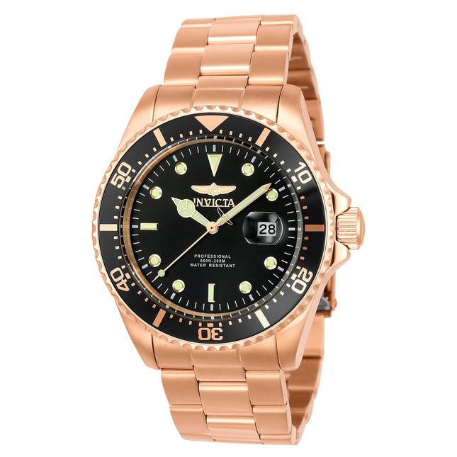INVICTA Men's Pro Diver 43mm GMT Rose Gold / Black 200m Oyster Bracelet Watch