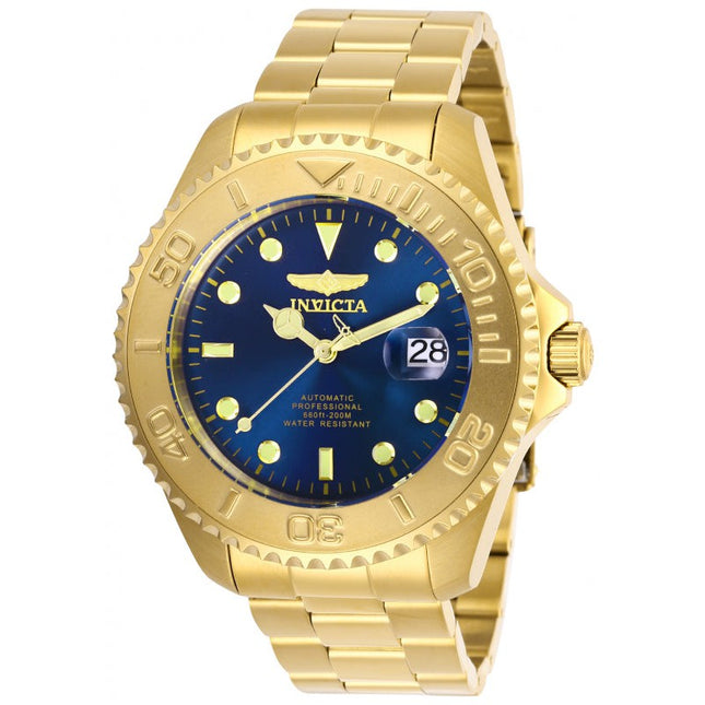 INVICTA Men's Pro Diver Automatic 47mm Watch Full Gold / Blue