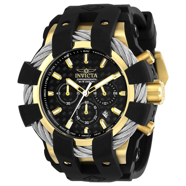 INVICTA Men's Bolt Wire Chronograph 48mm Watch Black/Gold/Silver