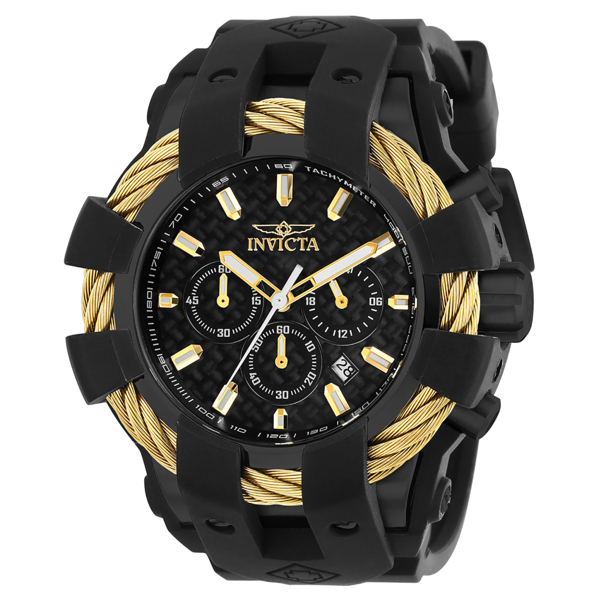 INVICTA Men's Bolt Wire Chronograph 48mm Watch Black/Gold