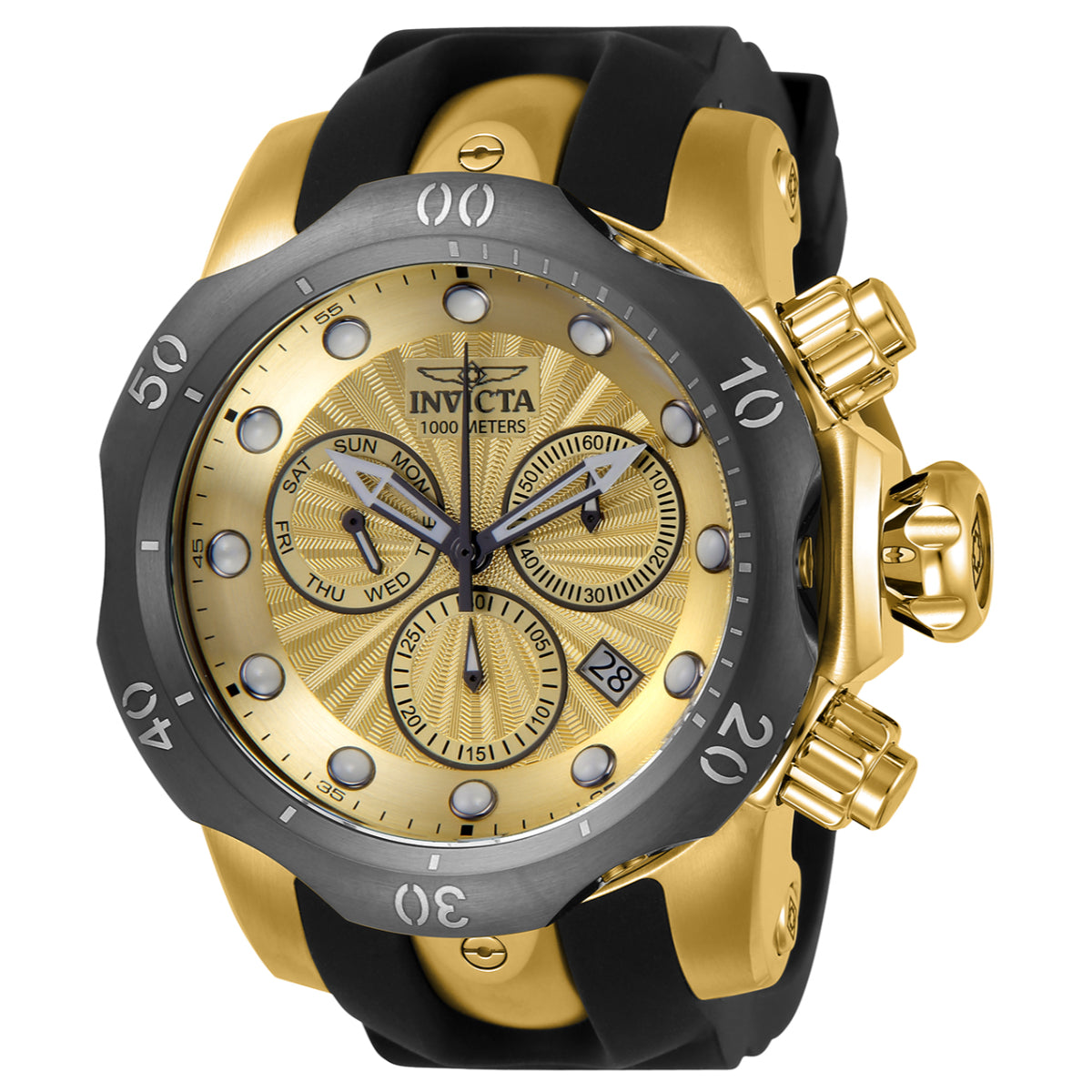 INVICTA Men's Venom Chronograph 1000m Gold / Black Silicone 54mm Watch