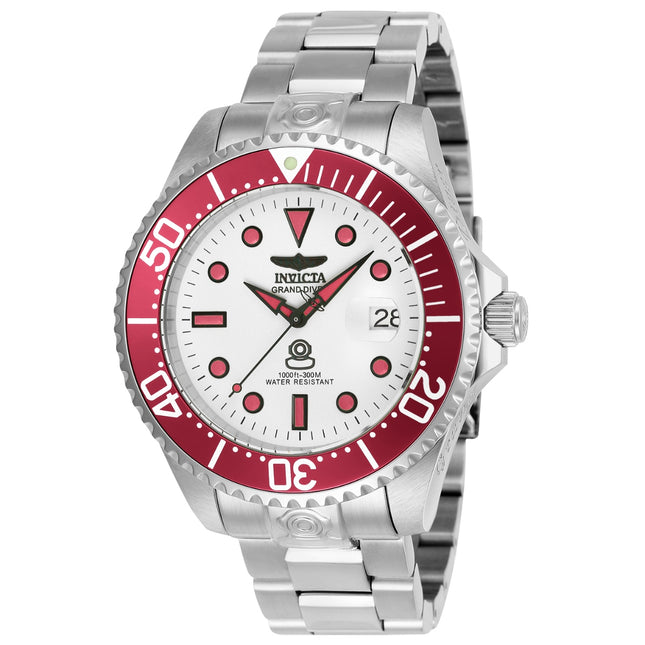 INVICTA Men's Grand Pro Diver Automatic 47mm Silver / Black / Red Oyster Bracelet 300m Watch