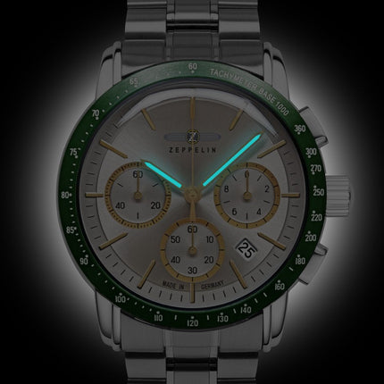 ZEPPELIN Men's New York Chronograph Steel Bracelet Watch 8878MB5 image 1