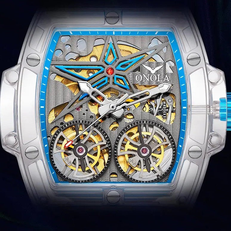 ONOLA Clear Series Plastic Transparent Maximus Double Barrel AUTOMATIC Watch image 6