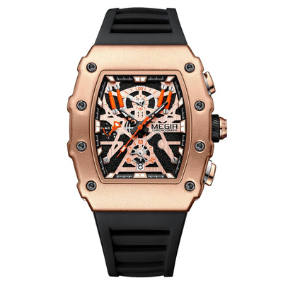 MEGIR Men's TONNEUX-X Chronograph Rose Gold / Black Watch