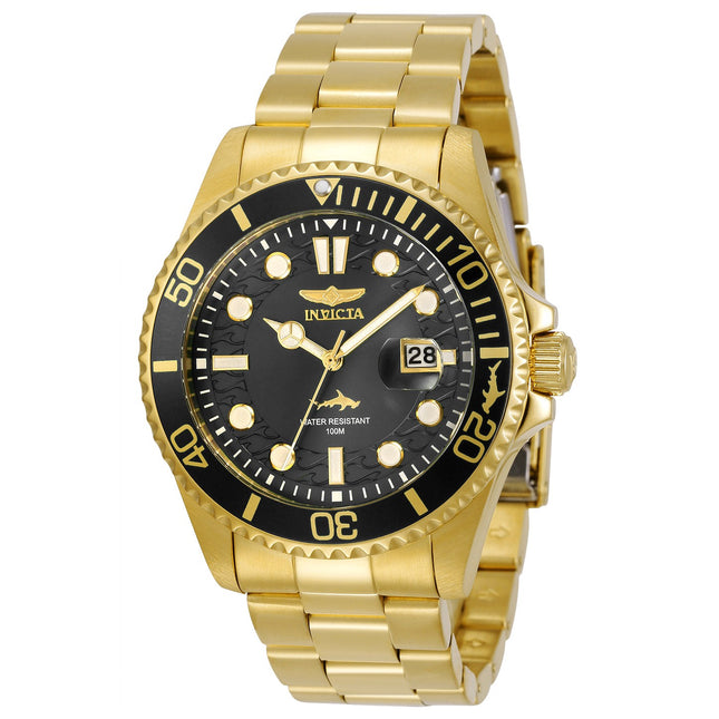 INVICTA Men's Pro Diver Shark 43mm Oyster Bracelet Watch Gold / Black