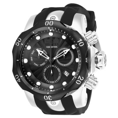 INVICTA Men's Venom Chronograph 1000m Silver / Black Silicone 54mm Watch