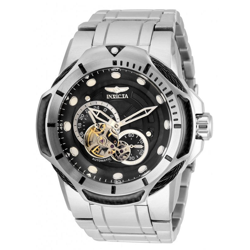 INVICTA Men's Bolt Automatic Dual Engine 51mm Silver / Black Watch