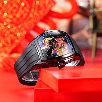 Reef Tiger Men's Aurora Chinese Dragon Skeleton Automatic Watch image 10