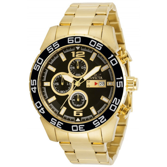 INVICTA Men's Classic Chronograph 43mm Gold / Black Oyster Bracelet Watch