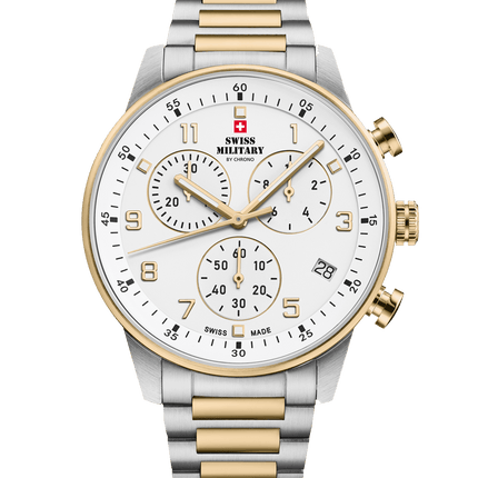 Swiss Military Minimalist Chronograph Watch -White, Bicolor | SM34114.04 image 0