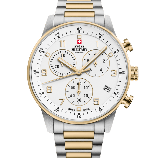 Swiss Military Minimalist Chronograph Watch -White, Bicolor | SM34114.04 image 0