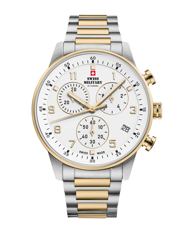 Swiss Military Minimalist Chronograph Watch -White, Bicolor | SM34114.04 image 0
