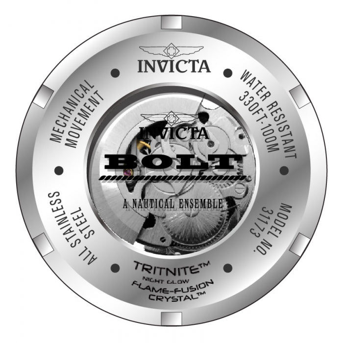 INVICTA Men's Bolt Automatic Dual Engine 51mm Silver / Black Watch