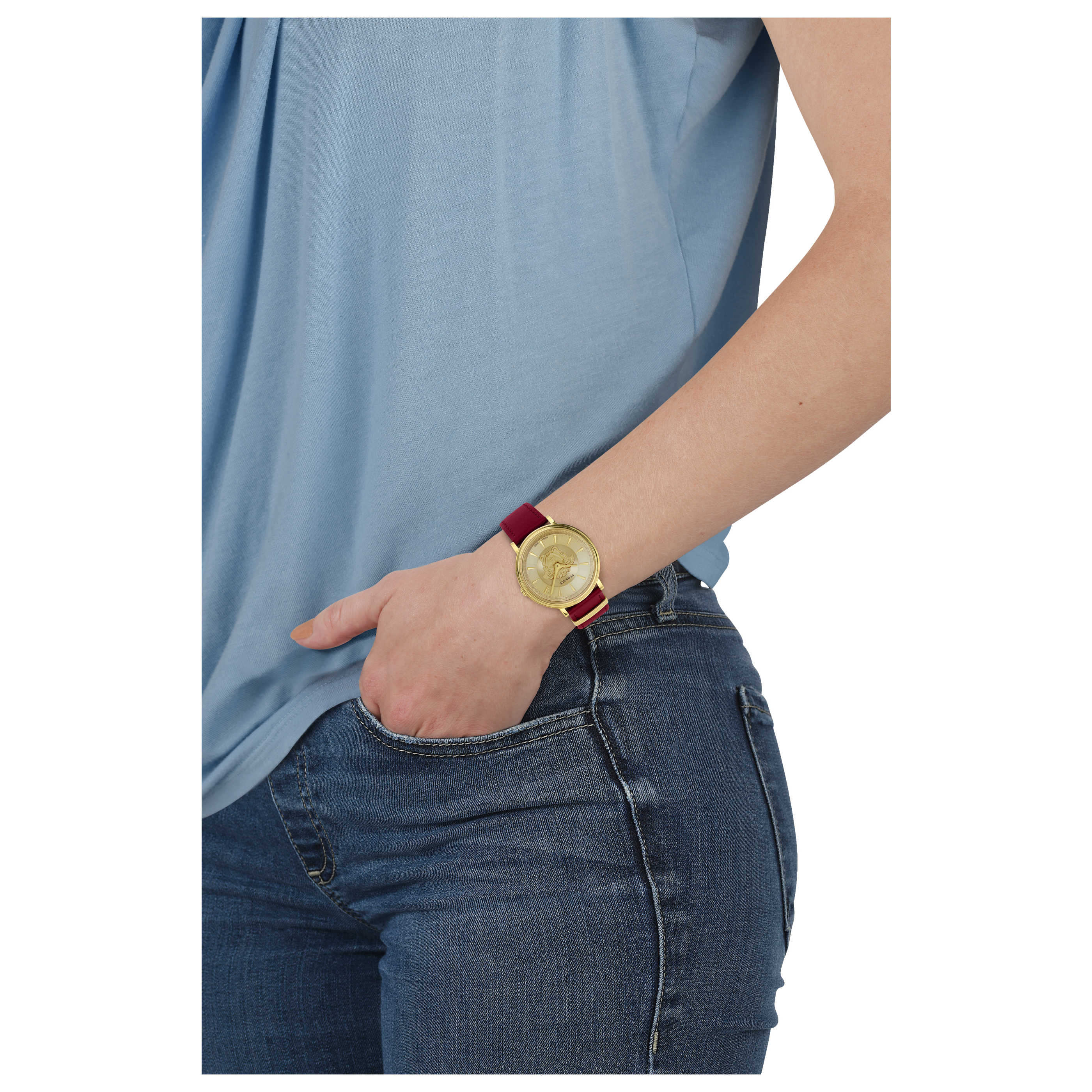 Versace Ladies Watch V-Circle 38mm Red Burgundy image 3