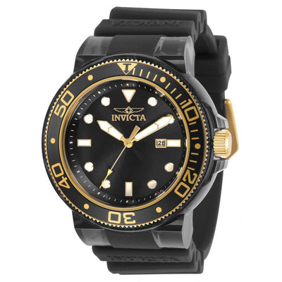 INVICTA Men's Pro Diver Translucent 51mm Black / Gold Silicone Strap Watch