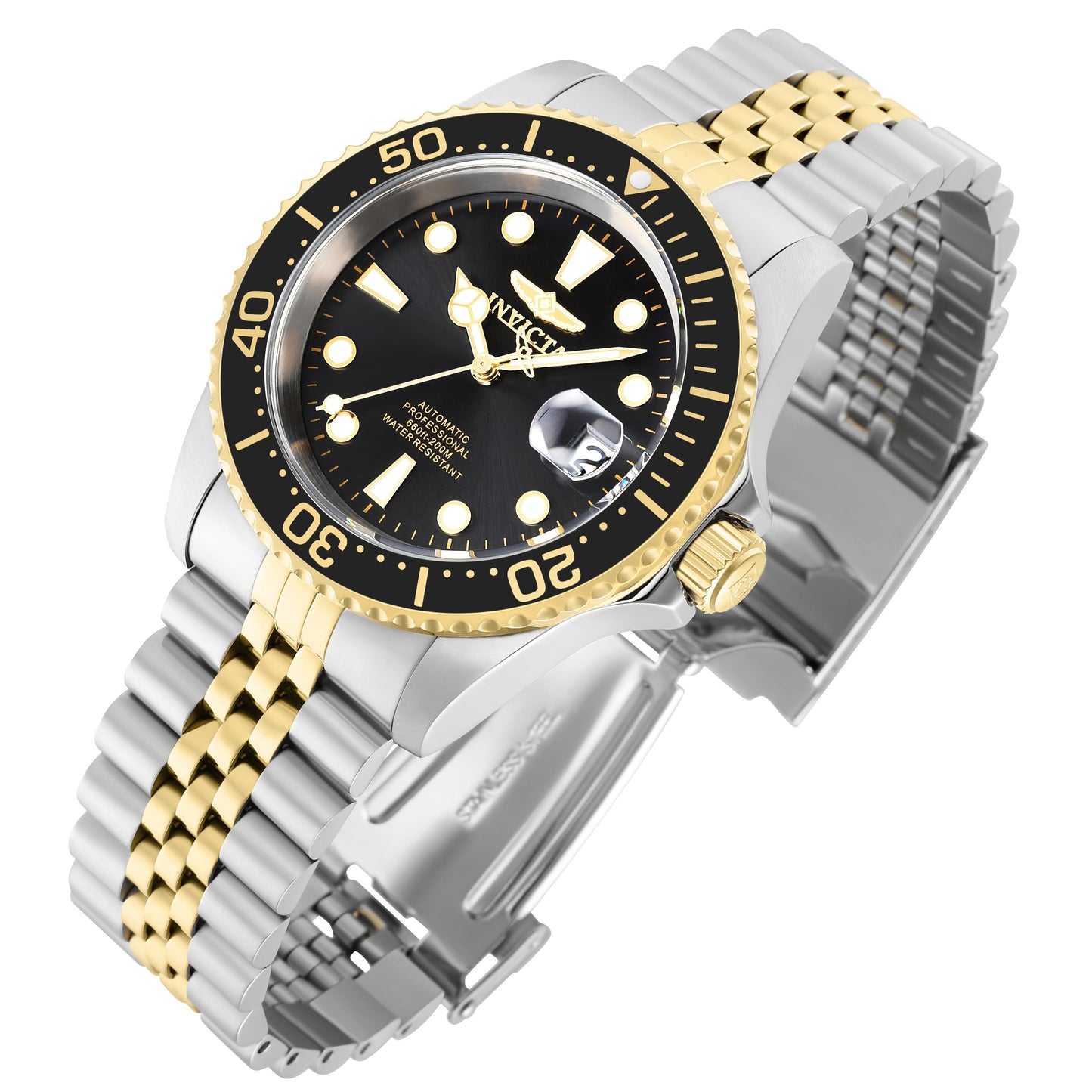 INVICTA Men's Pro Diver Automatic 42mm Jubilee Bracelet Watch Two Tone/Black