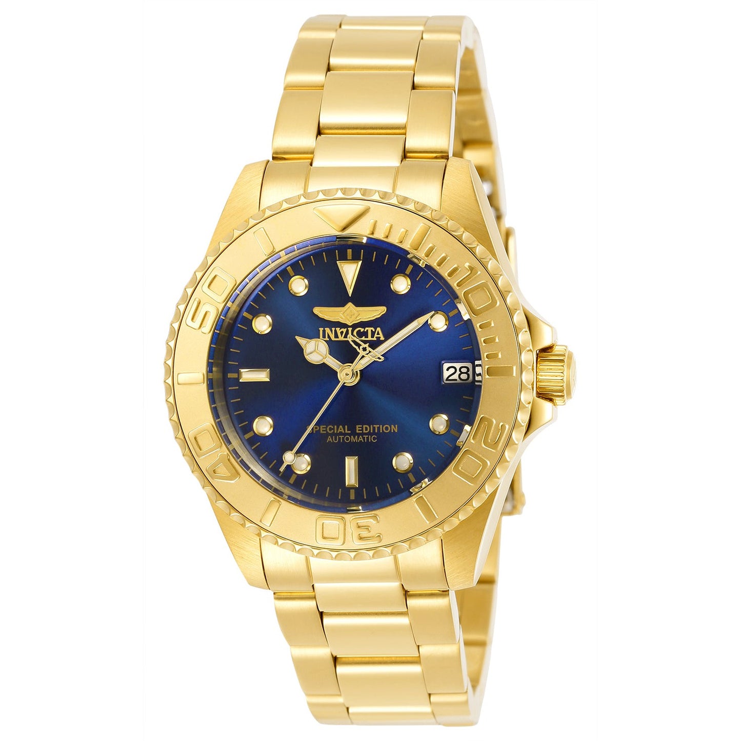 INVICTA Women's Pro Diver Automatic 36mm Special Edition Oyster Bracelet Watch Gold / Blue