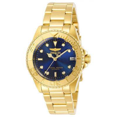 INVICTA Women's Pro Diver Automatic 36mm Special Edition Oyster Bracelet Watch Gold / Blue