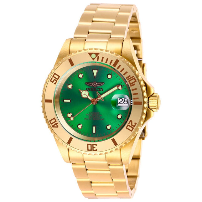 INVICTA Men's Pro Diver Automatic 40mm 200m Oyster Bracelet Watch Gold Green