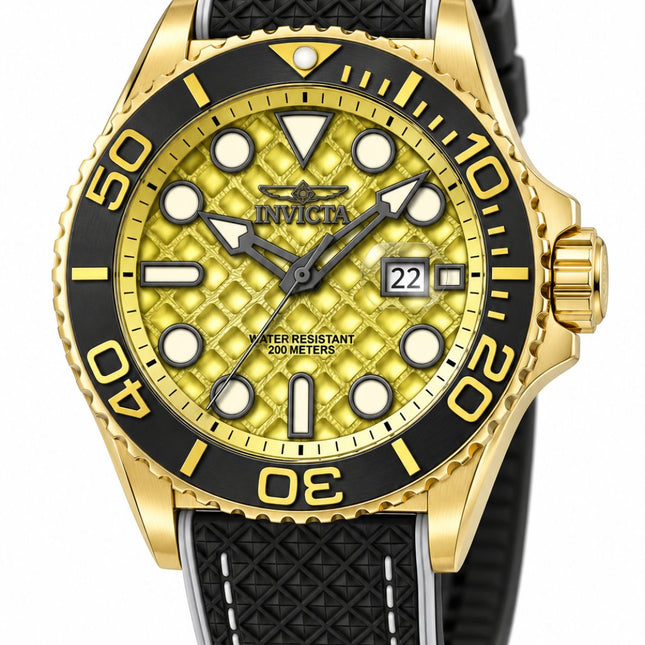 Invicta Grand Diver 51088 Men's Watch - Quartz Movement - Stainless Steel with Gold Dial - 48 mm