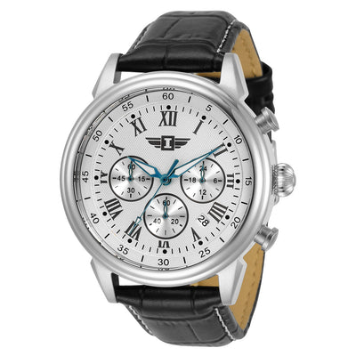 INVICTA Men's Classic Chronograph Leather Watch Silver/White