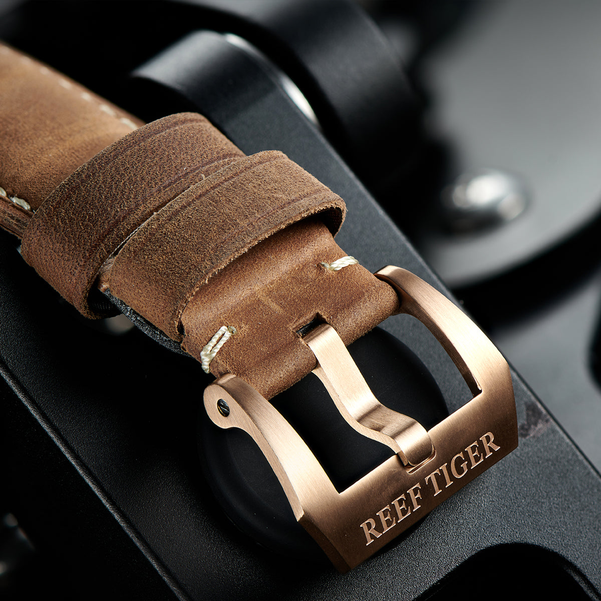 Reef Tiger Men's Aurora Spider Automatic Chronograph Watch Rose Gold/Black image 8