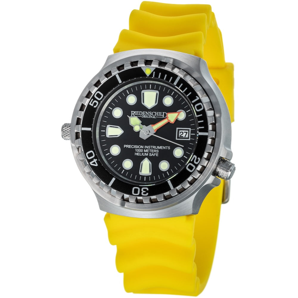 RIEDENSCHILD PRECISION INSRUMENTS GERMANY Divers Taucheruhr 1000m Helium Valve Watch Yellow image 0