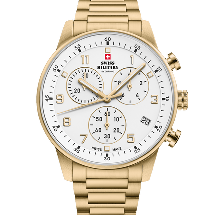 Swiss Military Minimalist Chronograph Watch – White, Gold| SM34114.06 image 0