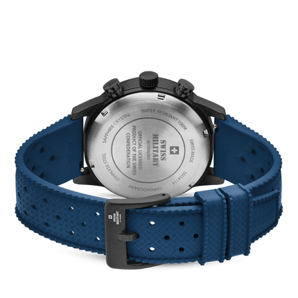 Swiss Military Minimalist Chronograph Watch – FKM-Rubber, Blue| SM34114.13 image 2