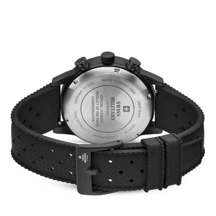 Swiss Military Minimalist Chronograph Watch – FKM-Rubber, Black Plated | SM34114.12 image 2