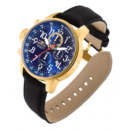 INVICTA Men's Russian Aviator Lefty 46mm Nylon Blue 23k Plated Watch