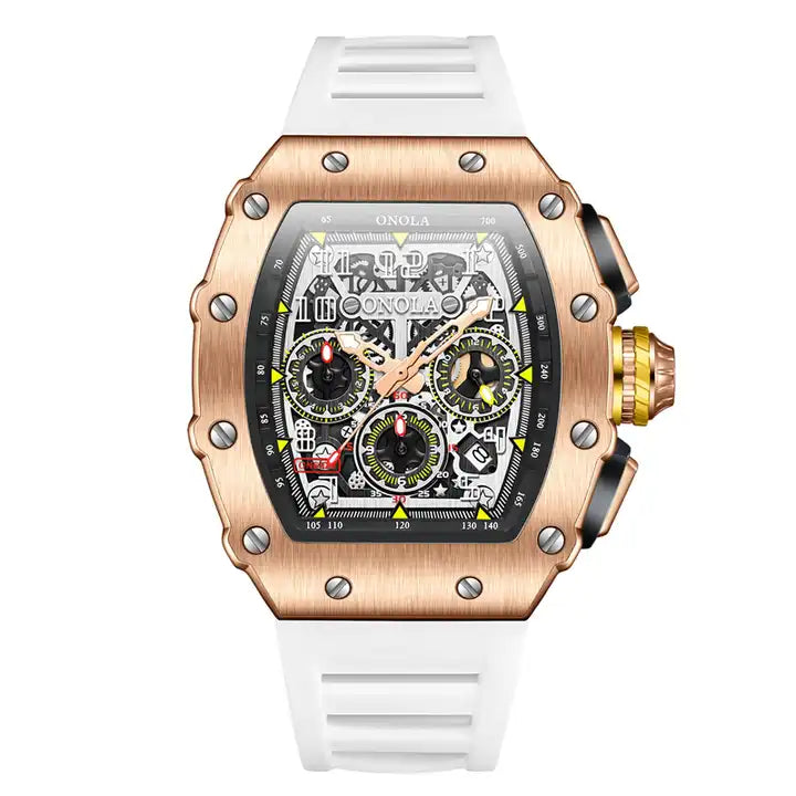 ONOLA Grande Prix Shanghai AUTOMATIC Chronograph Watch - Rose Gold / White image