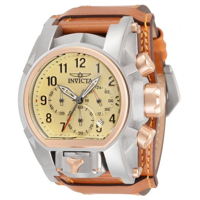 INVICTA Men's Bolt Zeus Magnum Chronograph Leather 52mm Silver / Ivory / Tan Watch