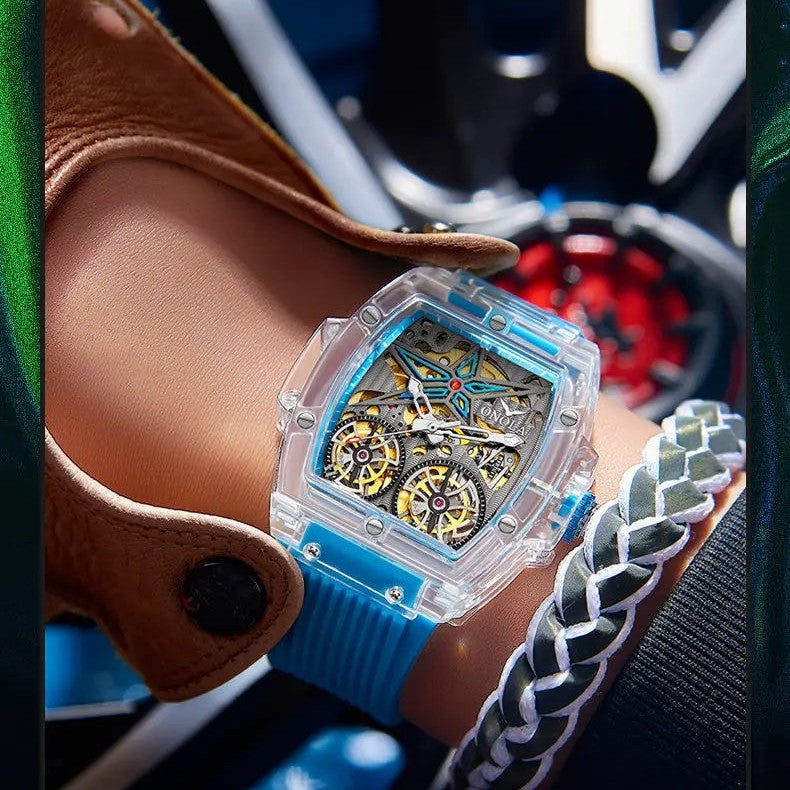 ONOLA Clear Series Plastic Transparent Maximus Double Barrel AUTOMATIC Watch image 7